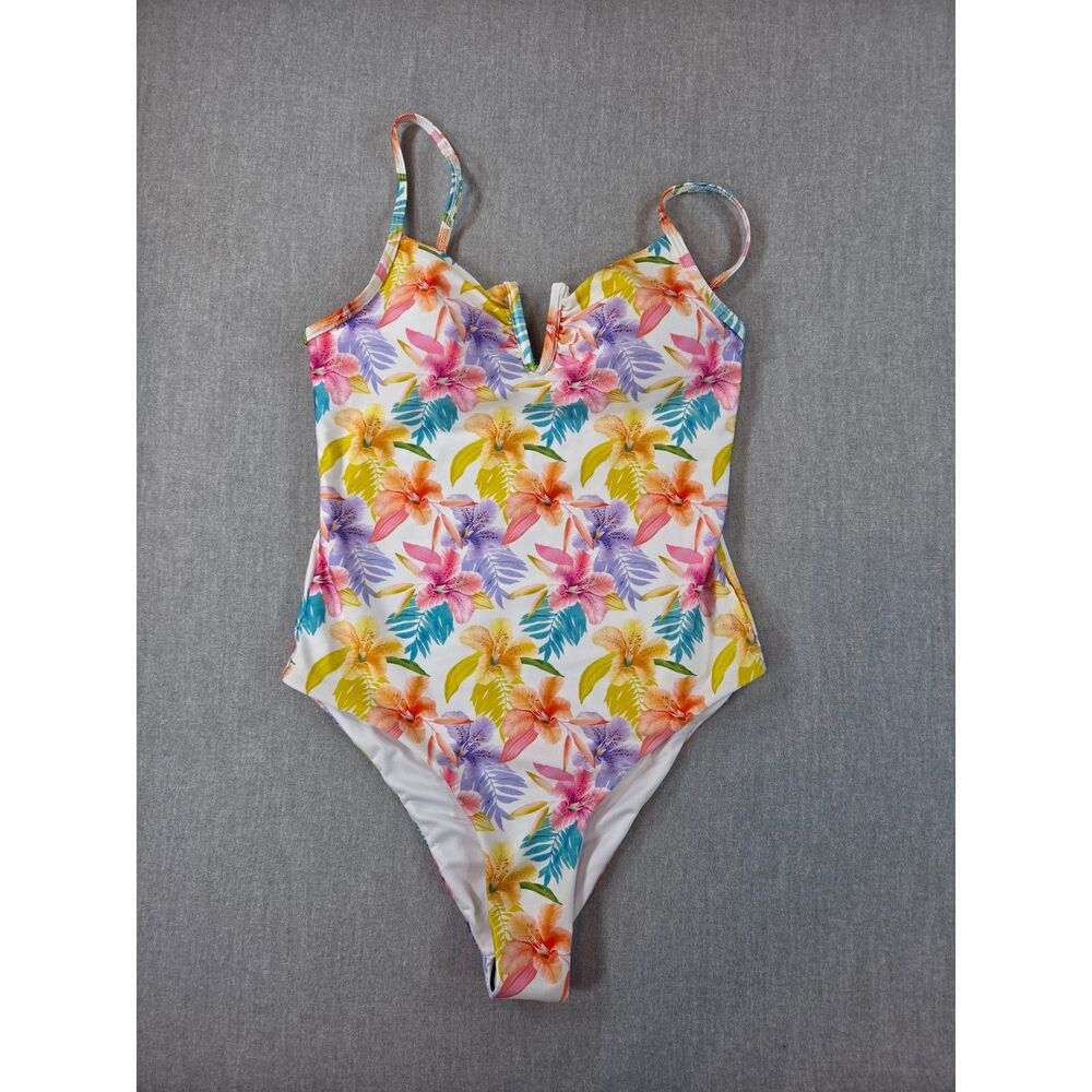 TiNiBiKiNi Women's M Floral Hawaiian One Piece Swimsuit With Adjustable Straps